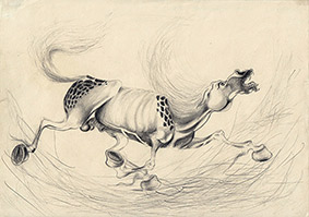 Khiimori by OTGO 1996, pencil on paper 21 x 30 cm