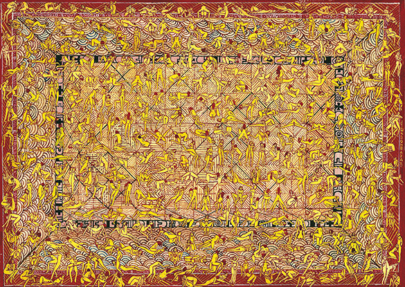 Kama Sutra in Miniature 1000 People -02 by OTGO 1999-2000, Tempera on cotton 21 x 30 cm