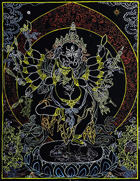 Ganesha by Otgo 2001, Tempera on Cotton 27 x 21,5 cm