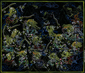 Ulaan Sakhius by Otgo 2001, Tempera on Cotton 17,5 x 20,5 cm