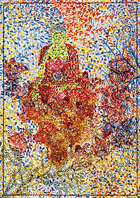 Buddha by Otgo 1999-2002, Tempera on Cotton 30 x 21 cm