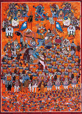 Chinggis Khaan by Otgo 2000-2002, Tempera on Cotton 30,3 x 21 cm
