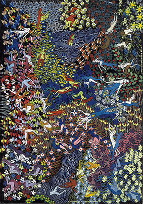 Paradise -10 by OTGO 2003, Tempera on Cotton 30 x 21 cm