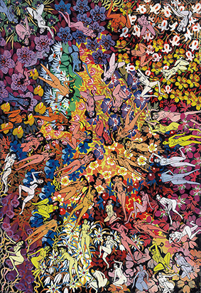 Paradise -11 by OTGO 2003, Tempera on Cotton 30 x 21 cm