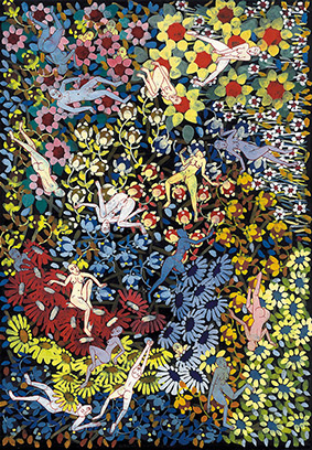 Paradise -17 by OTGO 2003, Tempera on Cotton 30 x 21 cm