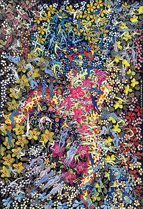 Paradise -21 by OTGO 2004, Tempera on Cotton 30 x 21 cm