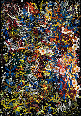 Paradise -22 by OTGO 2004, Tempera on Cotton 30 x 21 cm