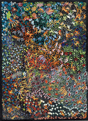 Paradise -2 by OTGO 2002, Tempera on Cotton 30 x 21 cm