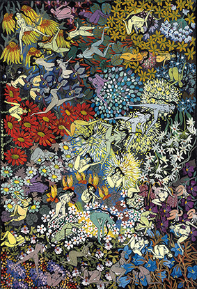Paradise -1 by OTGO 2002, Tempera on Cotton 30 x 21 cm