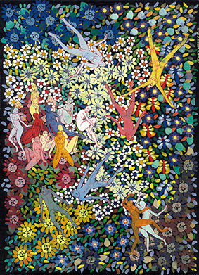 Paradise -5 by OTGO 2002, Tempera on Cotton 30 x 21 cm