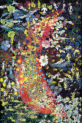 Paradise -6 by OTGO 2002, Tempera on Cotton 30 x 21 cm