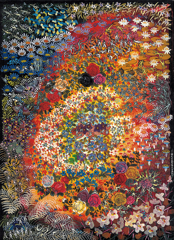Paradise -12 by OTGO 2003, Tempera on cotton 30 x 21 cm