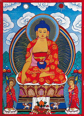 Buddha by Otgo 2004, Tempera on Cotton 26 x 19 cm