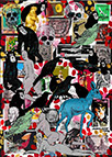 Cabinet of Curiosities Memento Mori: 24 pictures with about 430 stamps by OtGO 2021, consists of 24 equal-sized single paintings, ink and acryl on original Stamps, each measuring 210 by 148 mm (A5)