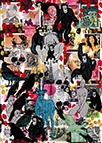 Cabinet of Curiosities Memento Mori: 24 pictures with about 430 stamps by OtGO 2021, consists of 24 equal-sized single paintings, ink and acryl on original Stamps, each measuring 210 by 148 mm (A5)