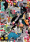Cabinet of Curiosities Memento Mori: 24 pictures with about 430 stamps by OtGO 2021, consists of 24 equal-sized single paintings, ink and acryl on original Stamps, each measuring 210 by 148 mm (A5)
