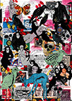 Cabinet of Curiosities Memento Mori: 24 pictures with about 430 stamps by OtGO 2021, consists of 24 equal-sized single paintings, ink and acryl on original Stamps, each measuring 210 by 148 mm (A5)