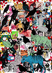 Cabinet of Curiosities Memento Mori: 24 pictures with about 430 stamps by OtGO 2021, consists of 24 equal-sized single paintings, ink and acryl on original Stamps, each measuring 210 by 148 mm (A5)