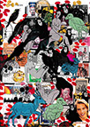 Cabinet of Curiosities Memento Mori: 24 pictures with about 430 stamps by OtGO 2021, consists of 24 equal-sized single paintings, ink and acryl on original Stamps, each measuring 210 by 148 mm (A5)