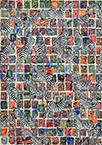 Cabinet of Curiosities Zebras 8/30: 30 pictures with stamps by OtGO 2024–2025, consists of 30 equal-sized single paintings, ink and acryl on original Stamps, each measuring 420 by 297 mm (A3)
