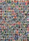 Cabinet of Curiosities Zebras 10/30: 30 pictures with stamps by OtGO 2024–2025, consists of 30 equal-sized single paintings, ink and acryl on original Stamps, each measuring 420 by 297 mm (A3)