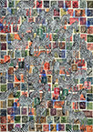 Cabinet of Curiosities Zebras 20/30: 30 pictures with stamps by OtGO 2024–2025, consists of 30 equal-sized single paintings, ink and acryl on original Stamps, each measuring 420 by 297 mm (A3)
