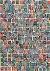 Cabinet of Curiosities Zebras 29/30: 30 pictures with stamps by OtGO 2024–2025, consists of 30 equal-sized single paintings, ink and acryl on original Stamps, each measuring 420 by 297 mm (A3)
