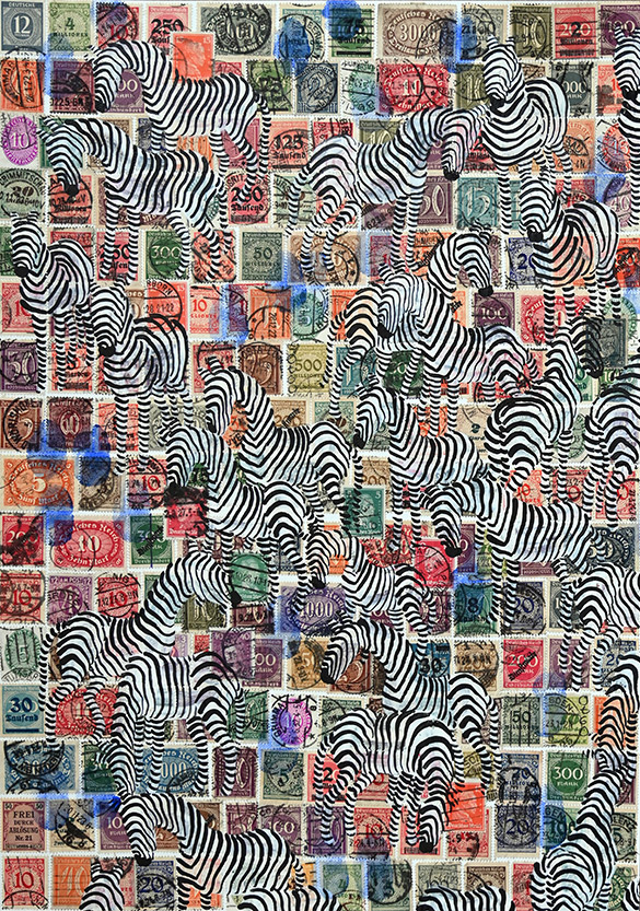 Cabinet of Curiosities Zebras 1/30: 30 pictures with stamps by