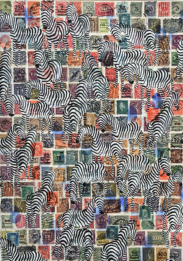 Cabinet of Curiosities Zebras 4/30: 30 pictures with stamps by