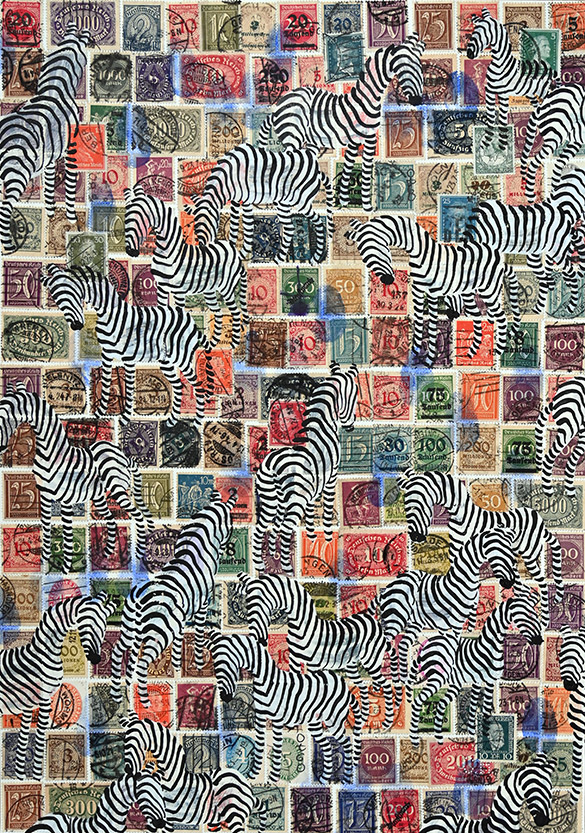Cabinet of Curiosities Zebras 5/30: 30 pictures with stamps by