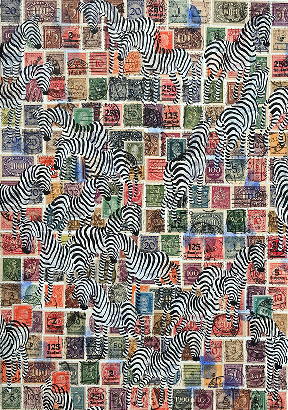 Cabinet of Curiosities Zebras 6/30: 30 pictures with stamps by