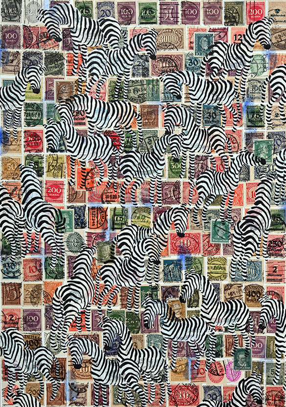 Cabinet of Curiosities Zebras 7/30: 30 pictures with stamps by