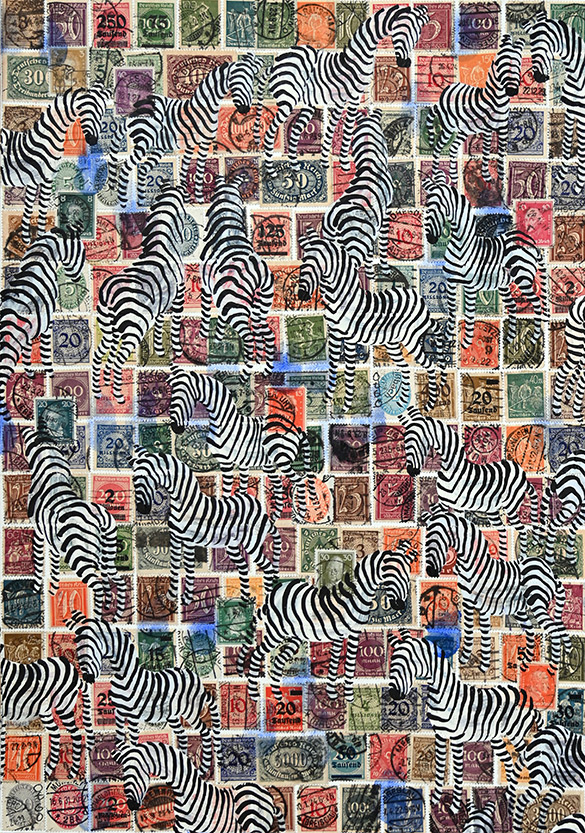 Cabinet of Curiosities Zebras 8/30: 30 pictures with stamps by