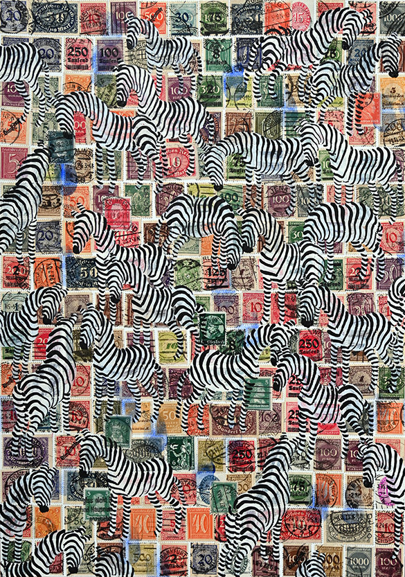 Cabinet of Curiosities Zebras 9/30: 30 pictures with stamps by