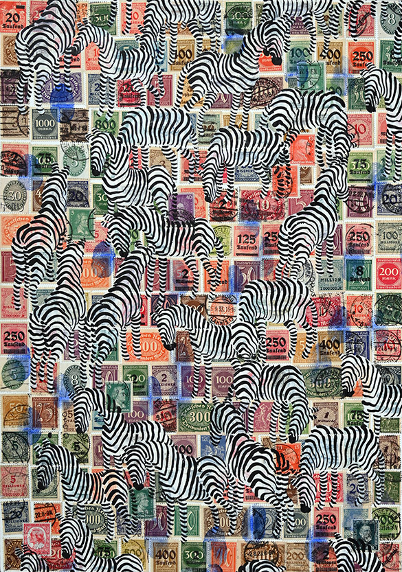 Cabinet of Curiosities Zebras 11/30: 30 pictures with stamps by