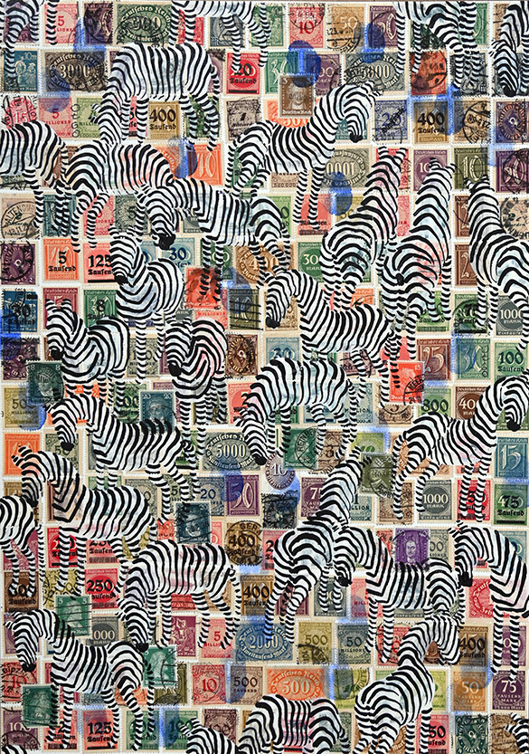 Cabinet of Curiosities Zebras 12/30: 30 pictures with stamps by