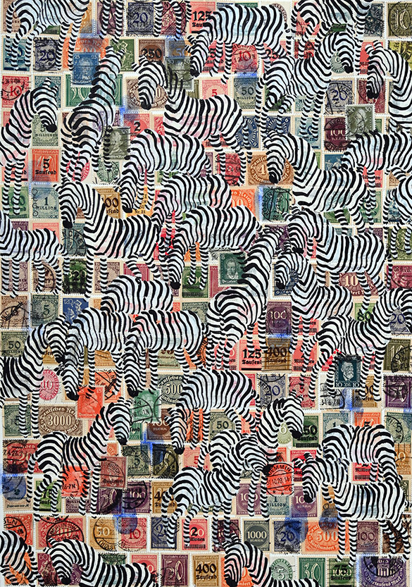 Cabinet of Curiosities Zebras 15/30: 30 pictures with stamps by