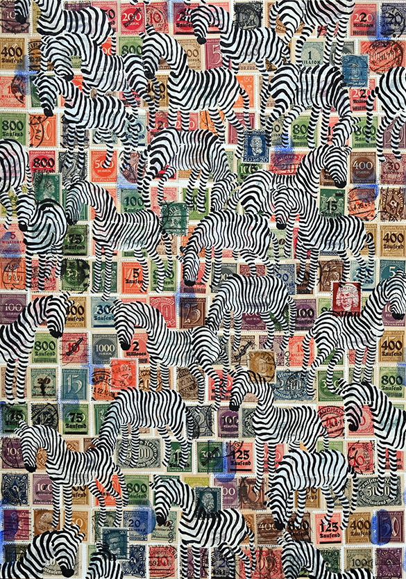 Cabinet of Curiosities Zebras 17/30: 30 pictures with stamps by