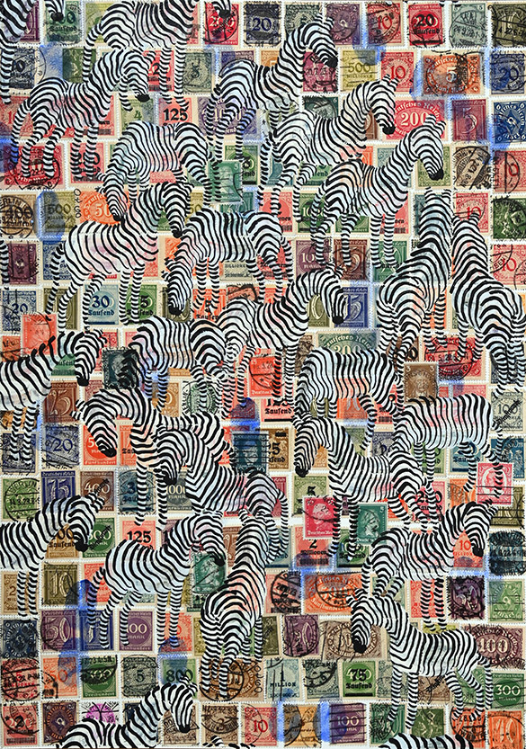 Cabinet of Curiosities Zebras 20/30: 30 pictures with stamps by
