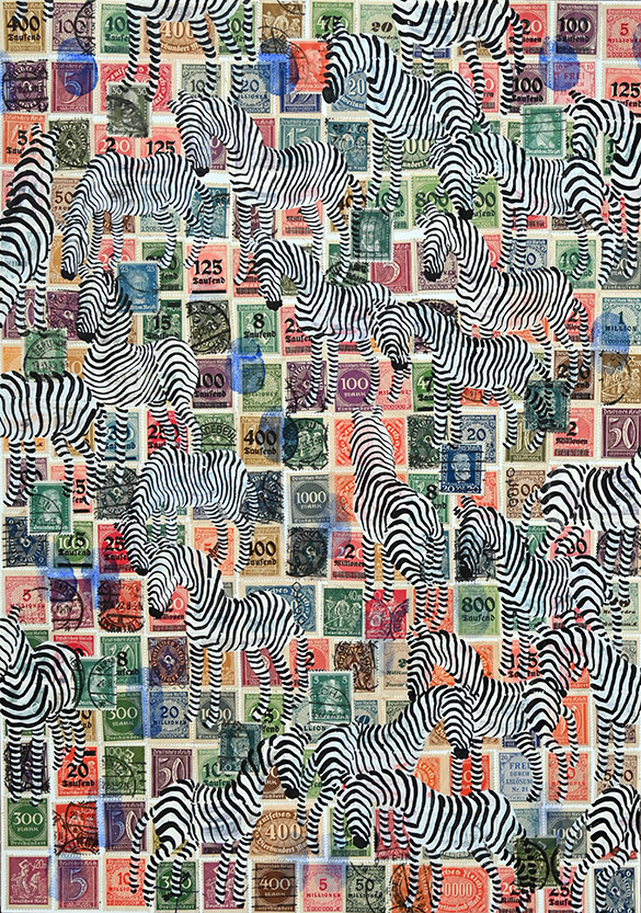 Cabinet of Curiosities Zebras 25/30: 30 pictures with stamps by
