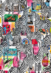 Wunderkammer Zebras: 24 pictures with about 430 stamps by OtGO 2023-2024, consists of 24 equal-sized single paintings, acryl on original Stamps, each measuring 210 by 148 mm (A5)