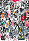 Wunderkammer Zebras: 24 pictures with about 430 stamps by OtGO 2023-2024, consists of 24 equal-sized single paintings, acryl on original Stamps, each measuring 210 by 148 mm (A5)