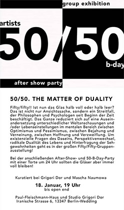 Fifty/fifty. The Matter Of Duality. The Group Show 2020