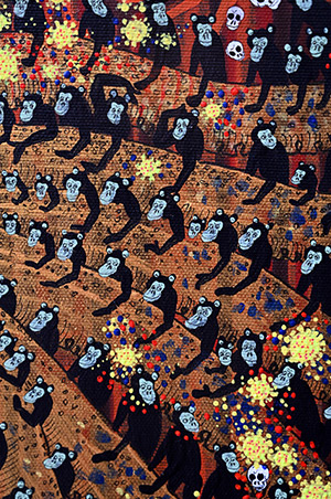 The Secret Matrix of Coronavirus by OTGO 2020, acryl on canvas 75 x 100 cm