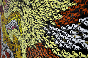 Roaring Hoofs -12 by OTGO 2008. Tempera on cotton, 120 x 160 cm